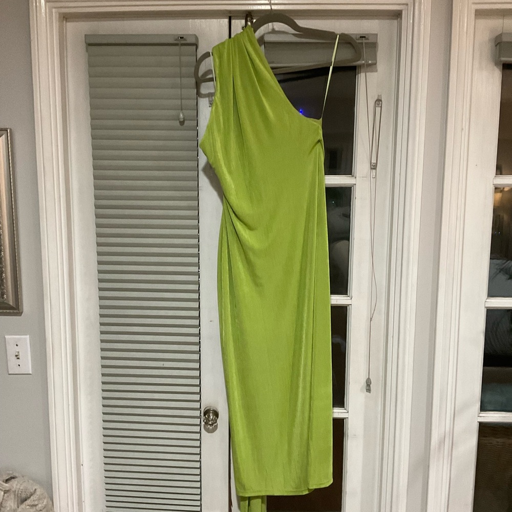 MISHA COLLECTION Lime One-Shoulder Dress